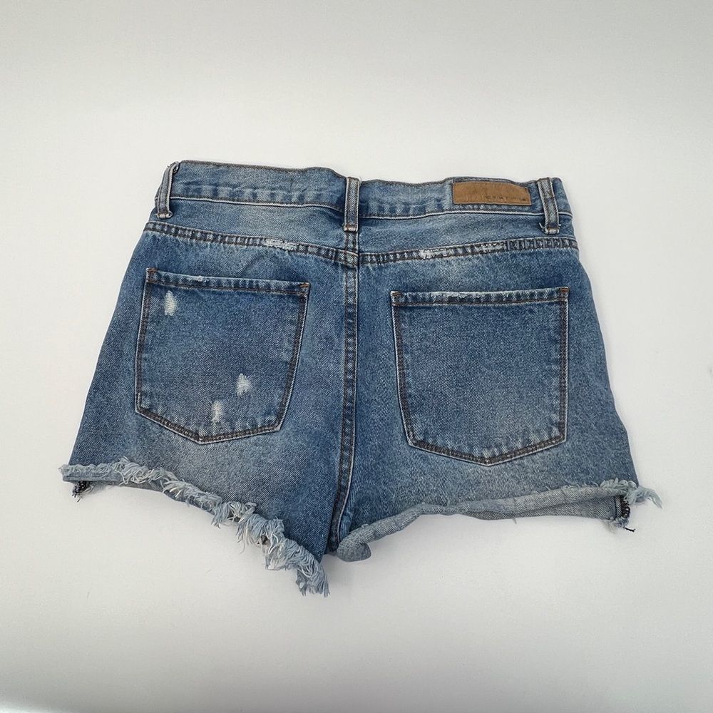Denim Colab cut off denim jean shorts women's size 30 blue white - Picture 8 of 12
